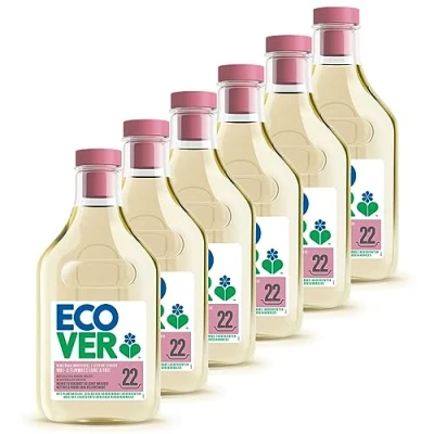 Afbeelding van Ecover Wasmiddel Voordeelverpakking Wolwas &amp; Fijnwas 6 x 1L 132 Wasbeurten Verzorgt Delicaat Wasgoed