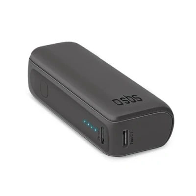 Afbeelding van SBS Powerbank Compact 5000 mAh, draagbare oplader, 10 W, snel opladen, oplader voor Android smartphone en iPhone, draagbaar in het vliegtuig, 1 USB C poort A, inclusief oplaadkabel