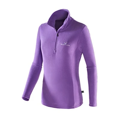 Afbeelding van Black Crevice dames fleece skitrui in verschillende kleuren en maten functioneel shirt met ritssluiting tussenlaag van 100% microfleece