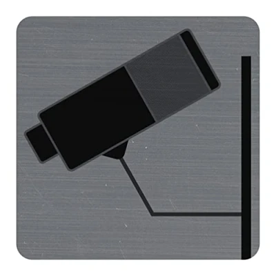 Afbeelding van Exacompta Ref. 67180E 1 zelfklevende deurplaat Surveillance Camera Bedrukte wandplaat Op alle ondergronden Geborsteld aluminium look Afmetingen: 7,5 x cm