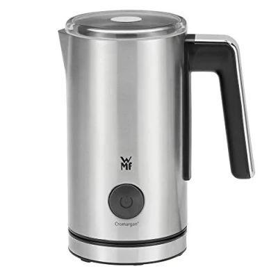 Image de WMF Stelio Mousseur à lait électrique (500 W, 150 250 ml, revêtement anti adhésif, sans fil, pour mousse de chaude et froide, chocolat chaud) Cromargan mat/argenté