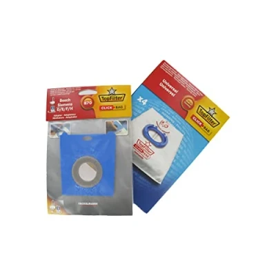 Afbeelding van Doos van 4 Top Filter universele stofzuigerzakken met Click Bag adapter voor Siemens en Bosch 840 stofzuigers