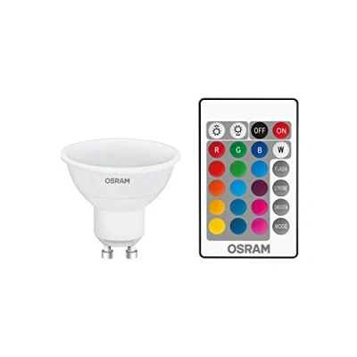 Afbeelding van OSRAM LED reflectorlamp. Lampfitting: GU10 warmwit 2700K 4,50W mat Retrofit RGBW lampen met afstandsbediening [Energie efficiëntieklasse A] 4 stuks