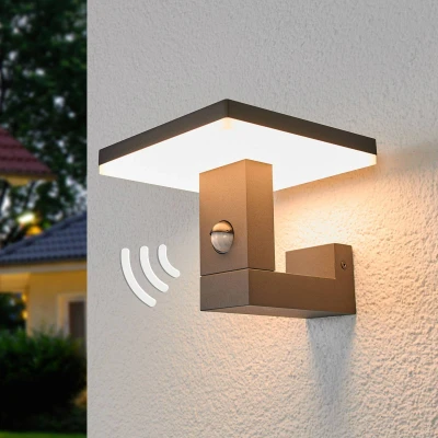 Afbeelding van Lucande Wandlampen buiten 1licht aluminium, kunststof H: 15 cm donkergrijs, opaalwit Inclusief lichtbron