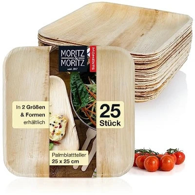 Afbeelding van Moritz &amp; Vierkant palmblad servies 25 x cm duurzame wegwerpborden alternatief voor bamboe en borden