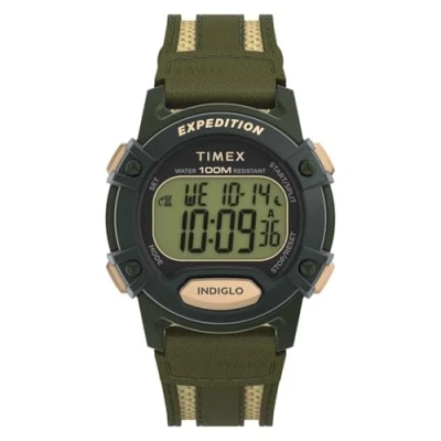 Afbeelding van Timex Expedition CAT5 41 mm herenhorloge groene lederen band, digitale wijzerplaat, kast TW4B30300, Groen, Armband
