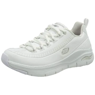 Afbeelding van Skechers Arch Fit Citi Drive Damessneakers, Wit leer, zilverwitte rand