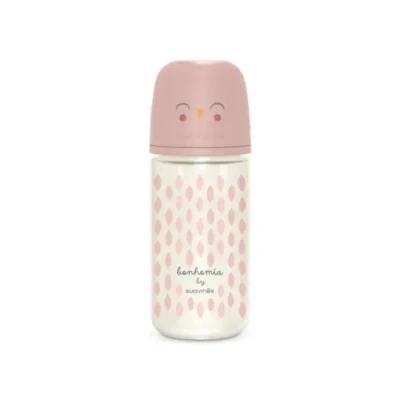 Afbeelding van Suavinex Wonderland Glazen Babyfles Symmetrische Tepel Medium Flow 240 ml 3 Maanden en Ouder (Kleur : Roos)