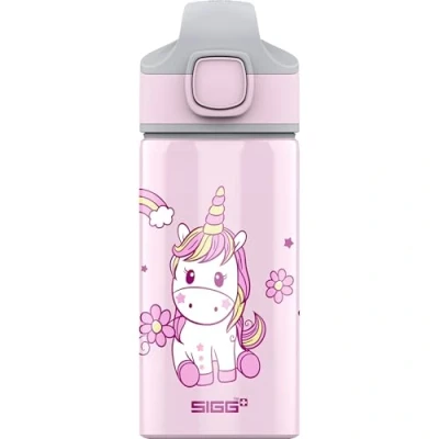 Afbeelding van SIGG Aluminium drinkfles voor kinderen Miracle Happy Unicorn met rietje Lekvrij Vederlicht BPA vrij Klimaatneutraal gecertificeerd School en sport Roze eenhoorn