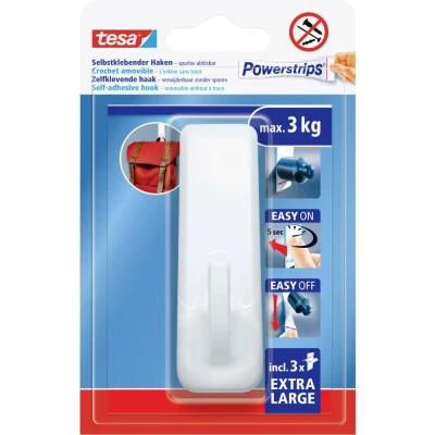 Afbeelding van tesa Powerstrips XL Lijmhaak rechthoekig Wit Inhoud: 1 stuk(s)