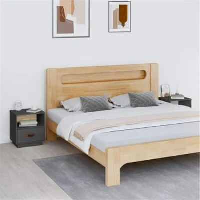 Afbeelding van Nachtkastjes 2 st 40x34x45 cm massief grenenhout grijs