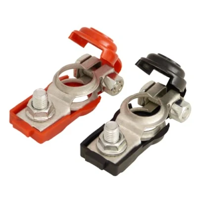 Afbeelding van A0066 3 1 accuklemmen 12 V 24 met afdekking voor auto + meer minus accuklem aansluiting vrachtwagen camping zonne energie