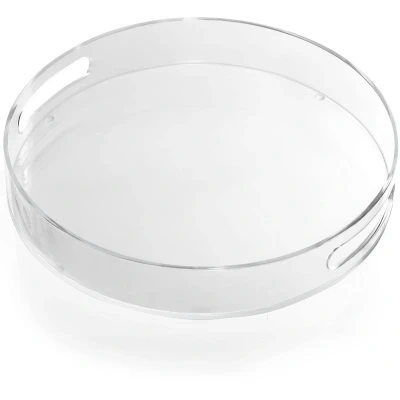 Afbeelding van Kurtzy Doorzichtig Rond Plastic Serveertray met Handvatten 30 cm Diameter Extra Large, Acryl Knoeibestendige Tray Decoratief Ontbijt, Thee/Koffie, Voedsel, Drank en Organizer