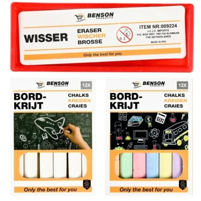 Afbeelding van Benson Bordkrijtset met Wisser Kleurenmix