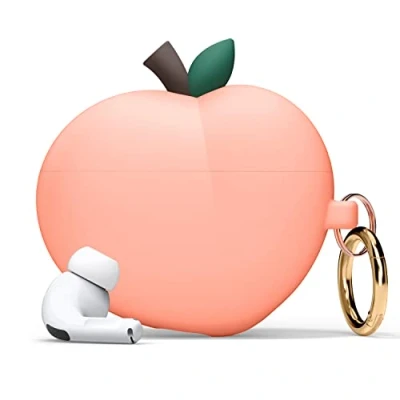 Afbeelding van elago Perzik Case Compatibel met AirPods Pro 2 2e Generatie Hoes Schattig 3D Peach Design Sleutelhanger