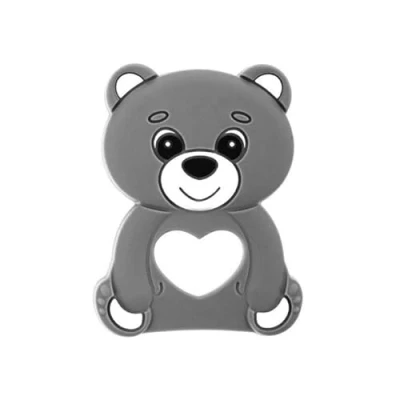 Afbeelding van Akuku Teddybeer siliconen bijtring hanger grijs 0+ maanden