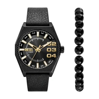 Afbeelding van Diesel heren Scraper horloge met armband DZ2210SET in de kleur Zwart