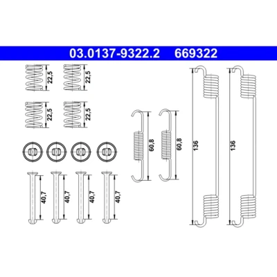 Afbeelding van ATE 03.0137 9322.2 Toebehoren, remschoen FORD: Ecosport Mk2