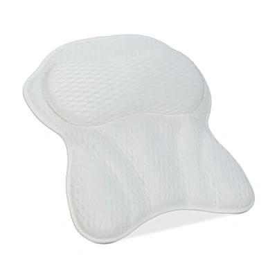 Afbeelding van badkussen met zuignappen zachte hoofdsteun voor bad nekkussen 7 x 43 49 cm polyester wit