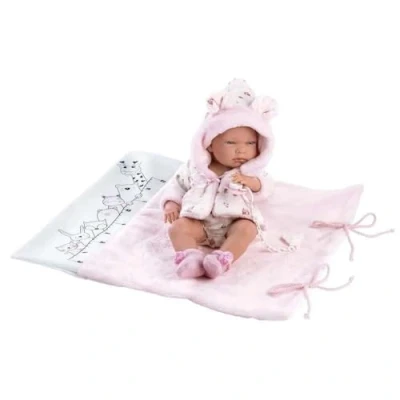 Afbeelding van Llorens pop NICA met badjas roze 40 cm