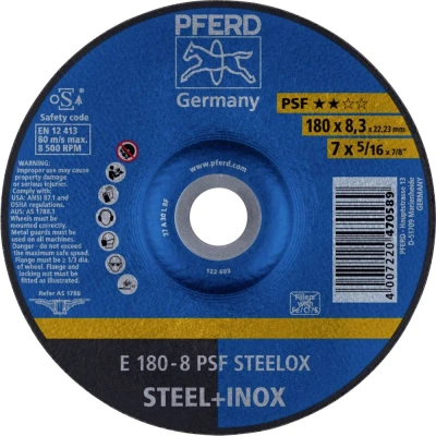 Afbeelding van PFERD 62017831 E 180 8 PSF STEELOX Afbraamschijf gebogen Diameter mm Boordiameter 22.23 RVS, Staal 10 stuk(s)