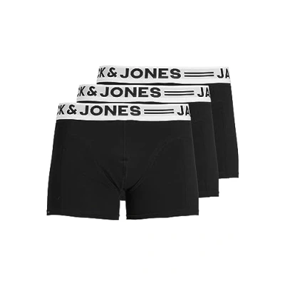 Afbeelding van Jack &amp; Jones Sense Trunks Boxershorts voor heren, 3 stuks, Zwart/Wit