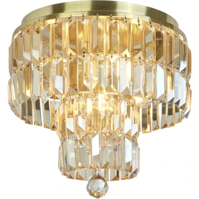 Afbeelding van Empire plafondlamp, messing, 4 lamps, kristalglas, IP44