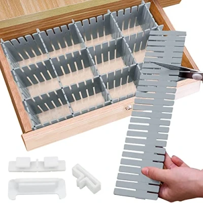Afbeelding van Ladenverdeler, 16 stuks, ladeverdeler, verstelbaar opbergsysteem, blauw, scheidingswanden, verstelbaar, voor kast, ondergoed, sokken, doe het zelf bureau organizer