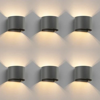 Afbeelding van ledscom.de 6 stuks RUNEL wandlamp voor buiten, IP65, Up /Downlight, antraciet mat, rond, 1 x G9 max. 10 W
