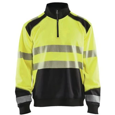 Image de Sweat col camionneur haute visibilité jaune fluorescent/noir