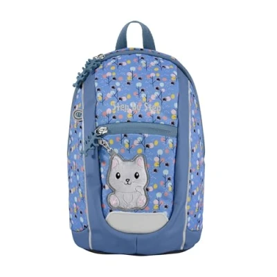 Afbeelding van Step by KIGA Ergonomische mini rugzak met in hoogte verstelbare borstband voor de kleinsten, kleuterschool en kleuterschool, vanaf 12 maanden, peuters, 6 liter, Cat Momo blauw/paars