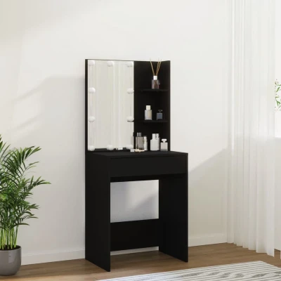 Afbeelding van Kaptafel Met Led Verlichting 60X40X140 Cm Gerookt Eikenkleur Zwart
