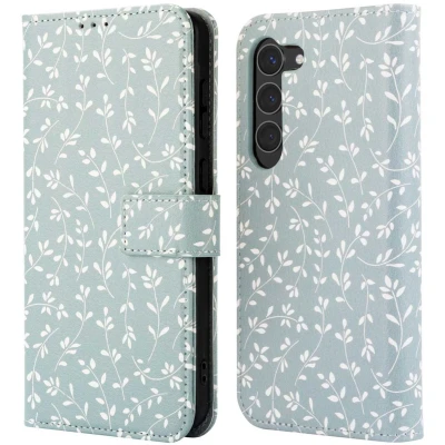 Afbeelding van imoshion Hoesje Geschikt voor Samsung Galaxy S23 Design Bookcase smartphone Smoke Green Flowers