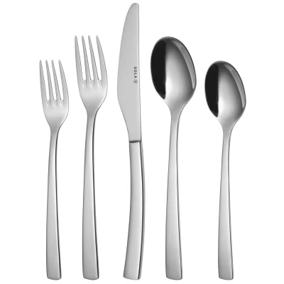 Afbeelding van Sola Bestekset Capri 6 Persoons Modern 50 delig Vaatwasserbestendig Zilverwit Edelstaal 18/10 RVS Zilver