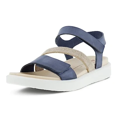 Afbeelding van ECCO Flowt FLAT Sandalen, Dames, Maat: 37, Misty Nubukleer/ textiel