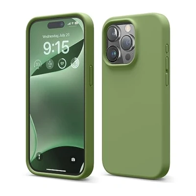 Afbeelding van elago Liquid siliconen hoesje compatibel met iPhone 15 Pro, hoogwaardige kwaliteit, integraal beschermend omhulsel [4 laags schokbestendige structuur], zachte anti kras microvezel voering (Cedar