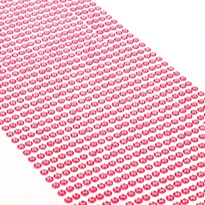 Afbeelding van Movoja 1200 stuks ronde glanzende roze strass steentjes 3 mm stickers om te versieren en knutselen, decoratieve stenen op plakken, stenen, knutselstenen, felroze