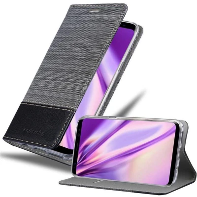 Afbeelding van Cadorabo Hoesje geschikt voor Samsung Galaxy S8 PLUS in GRIJS ZWART Beschermhoes met magnetische sluiting, standfunctie en kaartvakje Book Case Cover Etui