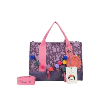 Afbeelding van Fritzi aus Preußen schoudertas utensil zak Canvas x Frida Kahlo Tote Bag Limited Nature Folk (rood)paars