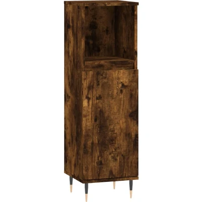 Afbeelding van vidaXL Badkamerkast 30x30x100 cm bewerkt hout gerookt eikenkleurig