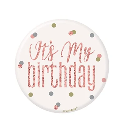 Afbeelding van Button It&#039;s My Birthday Rose Goud