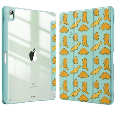 Afbeelding van FINTIE Hybride hoes voor iPad Air 11 inch (2024) M2, 6e/5e/4e generatie (2024/2022/2020), schokbestendige transparante dunne achterkant met potloodhouder, automatische wekker/slaap