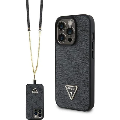 Afbeelding van Guess 4G Triangle Crossbody Back Case Geschikt voor Apple iPhone 15 Pro (6.1&quot;) Zwart