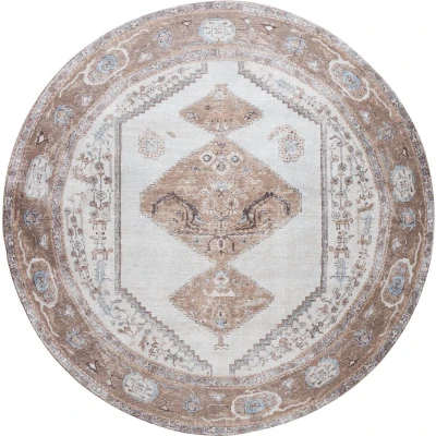 Afbeelding van Veer Carpets Vloerkleed Karaca Brown 08 Rond ø160 cm