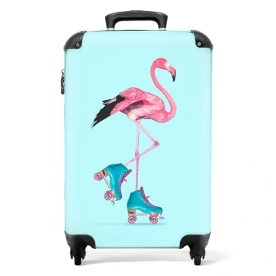 Afbeelding van NoBoringSuitcases.com® Koffer flamingo Kindertrolley meisjes 55x35x25