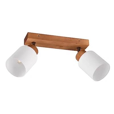 Afbeelding van Reality LED Plafondspot Plafondverlichting E14 Fitting 2 lichts Rechthoek Bruin Hout
