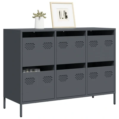 Afbeelding van Dressoir 101,5x39x73,5 cm koudgewalst staal antracietkleurig