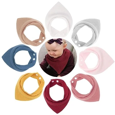 Afbeelding van DRESHOW 8 stuks babyslabbetjes, bandana, super absorberend, voor uniseks, jongens, meisjes, 100% katoen, bijten en kwijlen