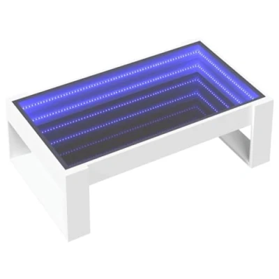 Image de vidaXL Table basse avec LED infini blanc 90x53x30 cm
