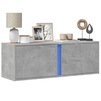 Afbeelding van Tv wandmeubel met LED verlichting 100x31x35 cm betongrijs